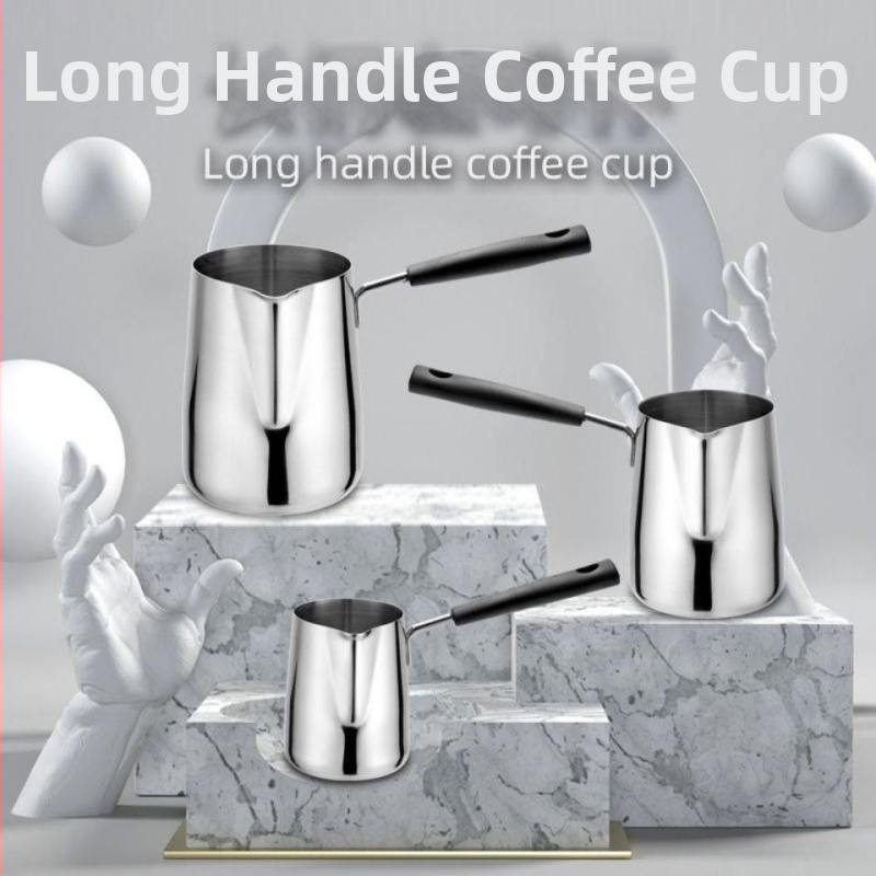 Kanvička na latte art z nehrdzavejúcej ocele 304 so špičatým výpustom na našľahanie mlieka a ohrev mlieka