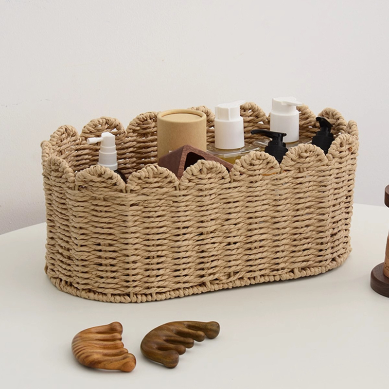 Košara za pohranu, pletena od papirnate užadi, nordijskog stila, prilagodljiv model, pakiranje od 2 komada (materijal: papirnato uže; model: prilagodljiv; pakiranje: 2 komada; stil: nordijski; namjena: kućna upotreba)