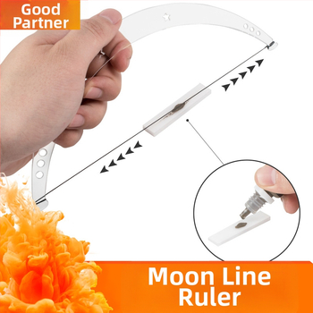 Mesiacové polohovacie pravítko na obočie — pomôcka na kreslenie čiar pri tetovaní obočia, 1 ks