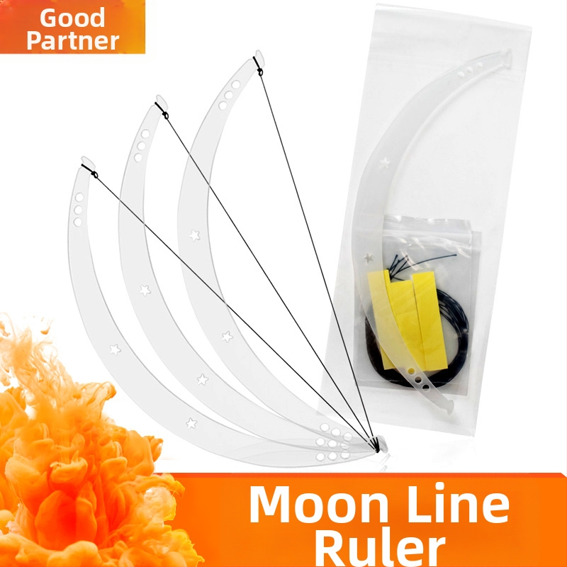 Mesiacové polohovacie pravítko na obočie — pomôcka na kreslenie čiar pri tetovaní obočia, 1 ks