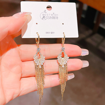 Mi ke Hosszú bojtos fülbevaló - réz, elektroplakálás, 2024 nyár, nőknek