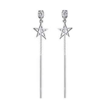 Qiaolanxuan Vaskast Kõrvarõngad Tähes ja Pušķitega, Elektroplaaditud, Kahefunktsiooniline