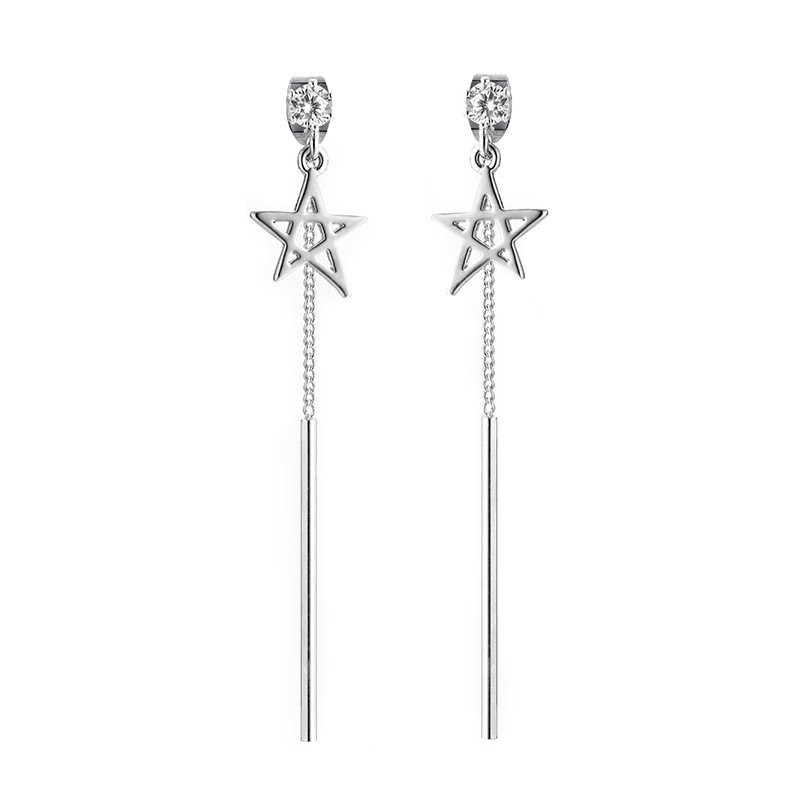 Qiaolanxuan Vaskast Kõrvarõngad Tähes ja Pušķitega, Elektroplaaditud, Kahefunktsiooniline