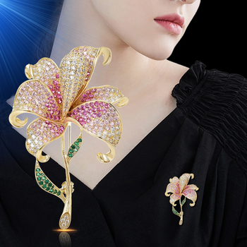 Bakrena cvjetna broš s dijamantnom obradom, Art Park, ženski korejski stil, dekorativni dodatak.