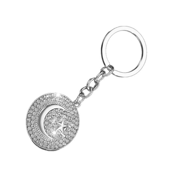 Stilingas ir žavingas unisex raktų pakabukas saulės, žvaigždės, mėnulio ir religinių simbolių formos, visiškai inkrustuotas kristalais.