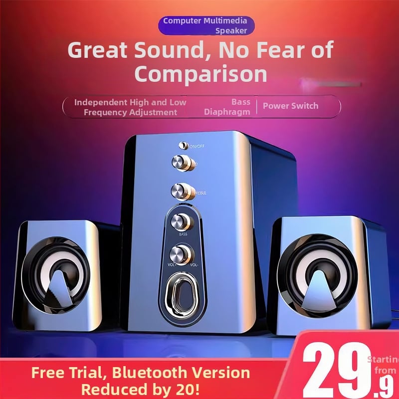USB napajani stolni zvučni sustav s Bluetoothom i 3,5 mm ulazom, 3 zvučnika, frekvencijski raspon 60 Hz–15 kHz, SNR ≥70 dB, IPX5