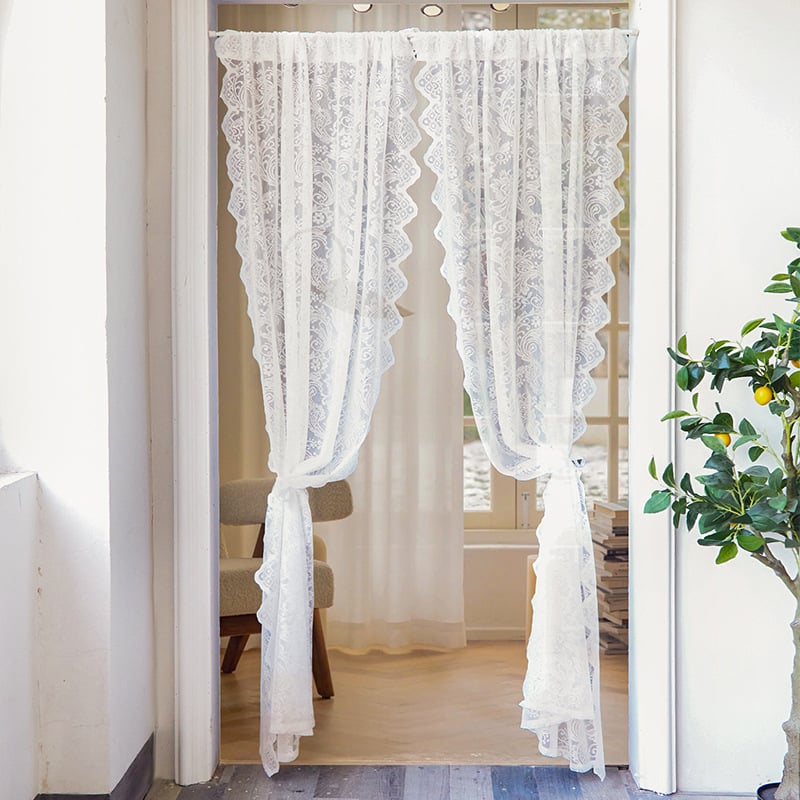 Franču mežģīņu durvju aizkars – poliesters, mežģīne un warp adījums, dekoratīvs, franču stils