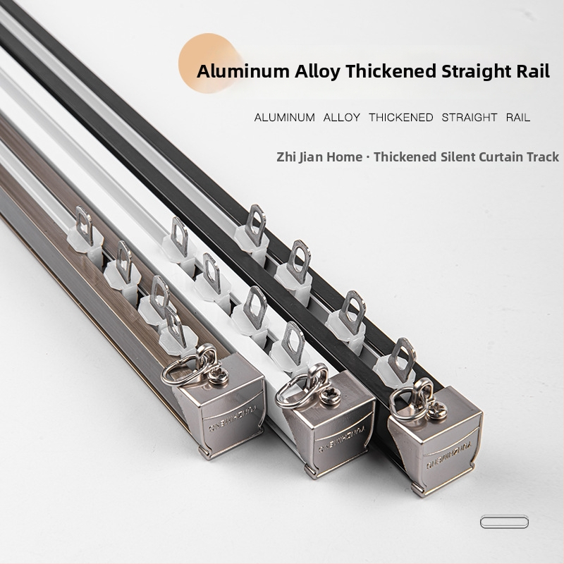 Teška tiha tračnica za zavjese s dvostrukom tračnicom, montirana na vrhu i bočno, ravna tračnica