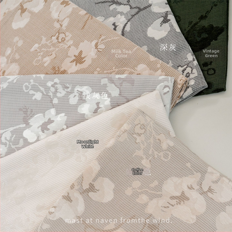 Franču stilā Chenille aizkari ar Jacquard audumu, augsts aizklājums 71–90%, augu un ziedu raksts