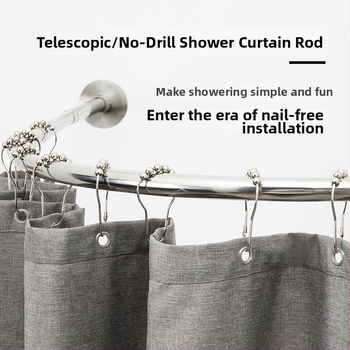 Nerūdijančio plieno dušo užuolaidų lazda, išlenktos L formos, be gręžimo, voniai, šiuolaikinis stilius