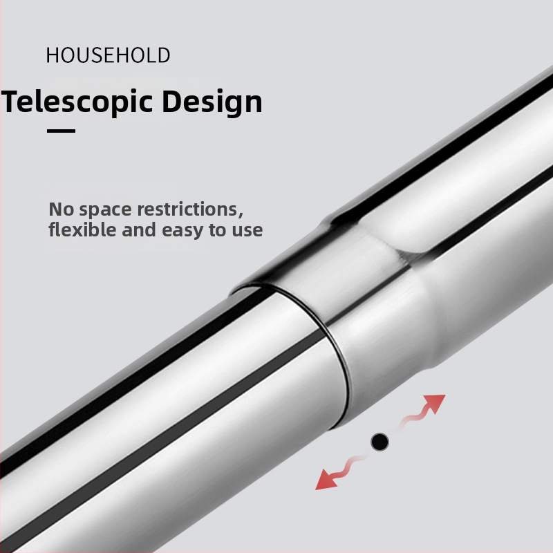 Nerūdijančio plieno dušo užuolaidų lazda, išlenktos L formos, be gręžimo, voniai, šiuolaikinis stilius
