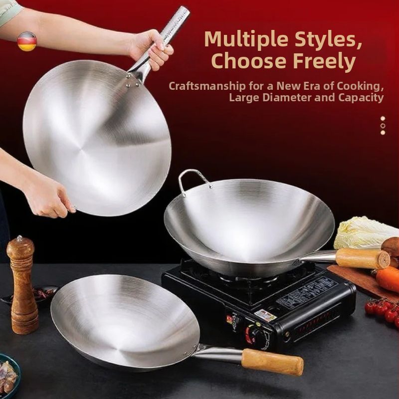 Nerūdijančio plieno wok, dujų viryklė palaiko, be dangtelio, svoris 1–10,95 kg