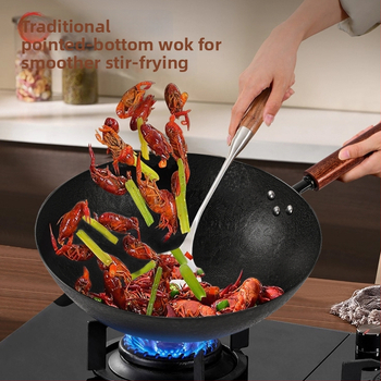 Iš nerūdijančio plieno wok su dvigubu dugnu, nelipniu paviršiu, tinkamas universaliosioms viryklėms