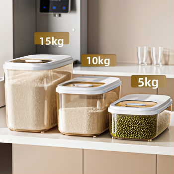 Ryžių saugojimo dėžutė, atspari drėgmei, plastikinė, šiuolaikinio minimalistinio stiliaus