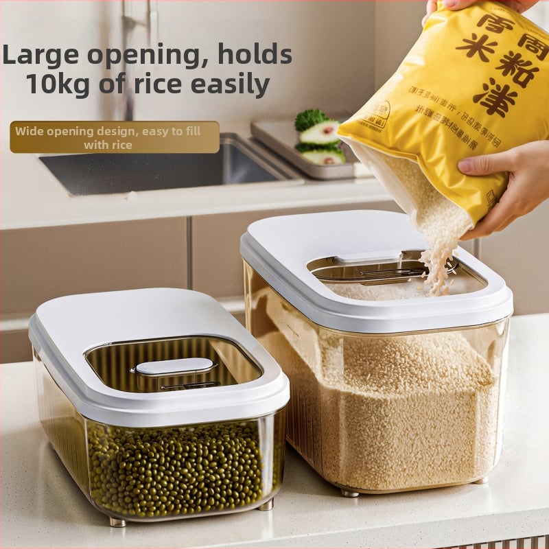 Ryžių saugojimo dėžutė, atspari drėgmei, plastikinė, šiuolaikinio minimalistinio stiliaus