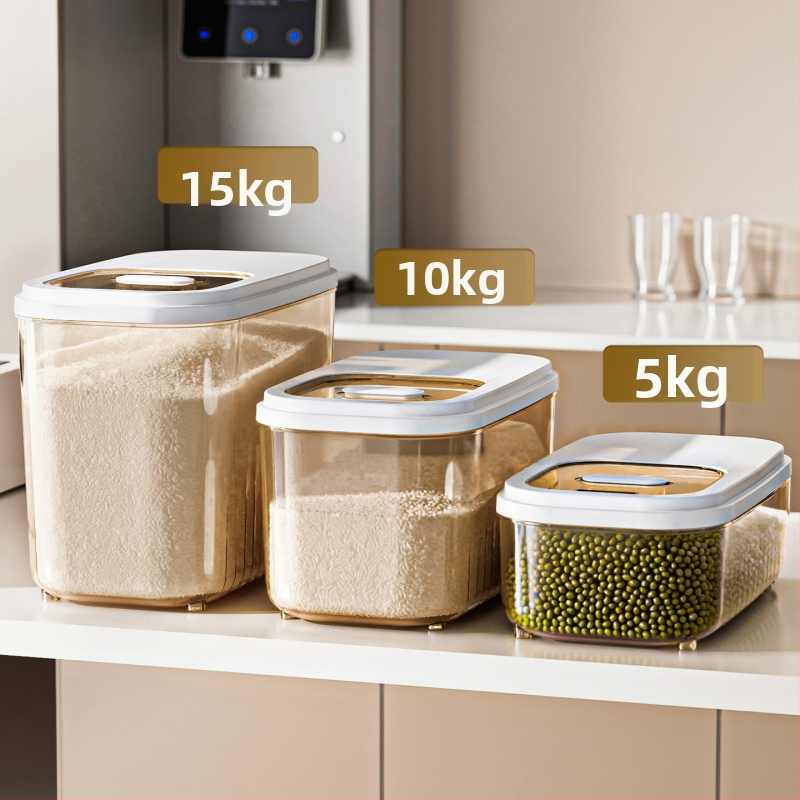 Ryžių saugojimo dėžutė, atspari drėgmei, plastikinė, šiuolaikinio minimalistinio stiliaus