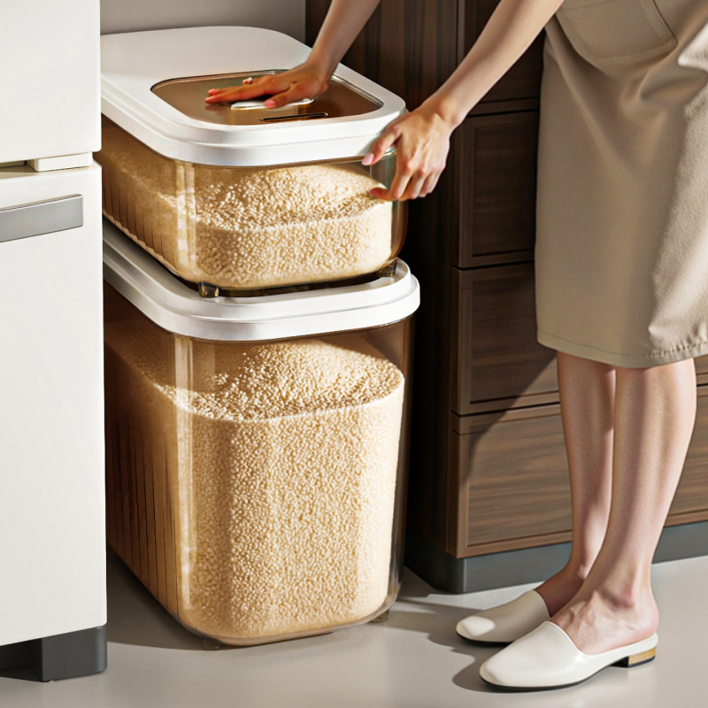 Ryžių saugojimo dėžutė, atspari drėgmei, plastikinė, šiuolaikinio minimalistinio stiliaus