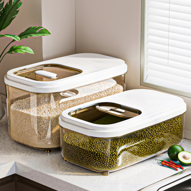 Ryžių saugojimo dėžutė, atspari drėgmei, plastikinė, šiuolaikinio minimalistinio stiliaus