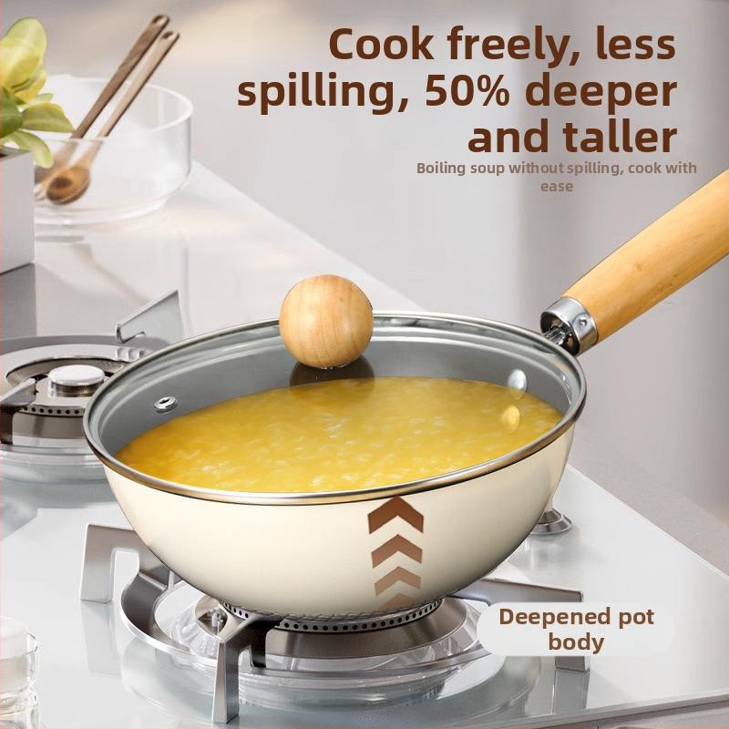 Anglies plieno wok su daugiašiniu dugnu, indukcijai tinkamas, be dangos, stiklinis dangtis