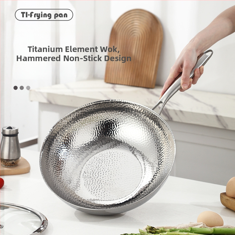 Wokas iš 304 nerūdijančio plieno, kalimo tekstūra, trijų sluoksnių konstrukcija, apvalus dugnas, stiklinis dangtis