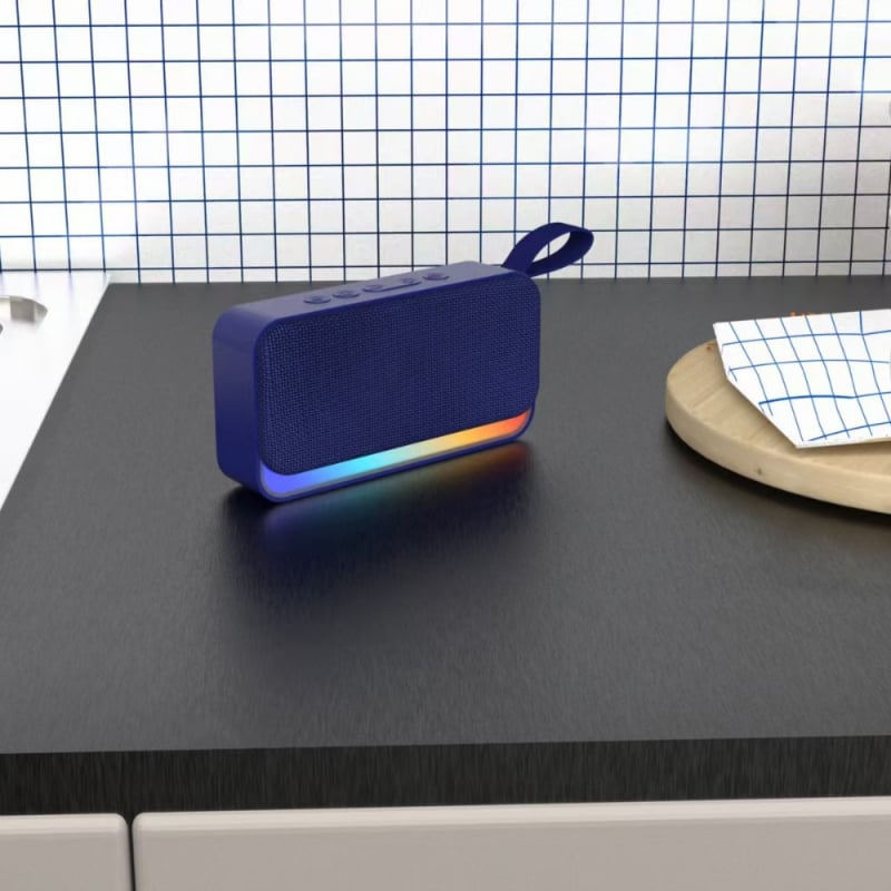 Bluetooth-kõlaris sisseehitatud akuga, 5W väljund, BT 5.3, 10 m ulatus, 100 Hz–20 kHz sagedusvahemik, SNR ≥85 dB, mälukaardi pesa, hääle juhised, käed-vabad kõned