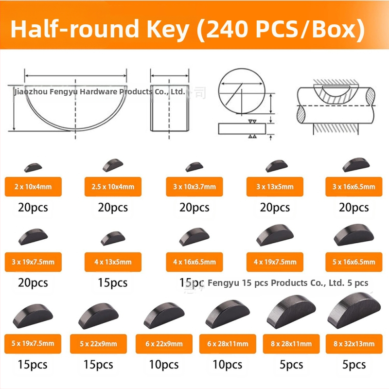 Karbonsā tērauda atslēgu pīnīšu komplekts, 530 gab., apaļas, pusapaļas un noapaļotas paralēlās atslēgas