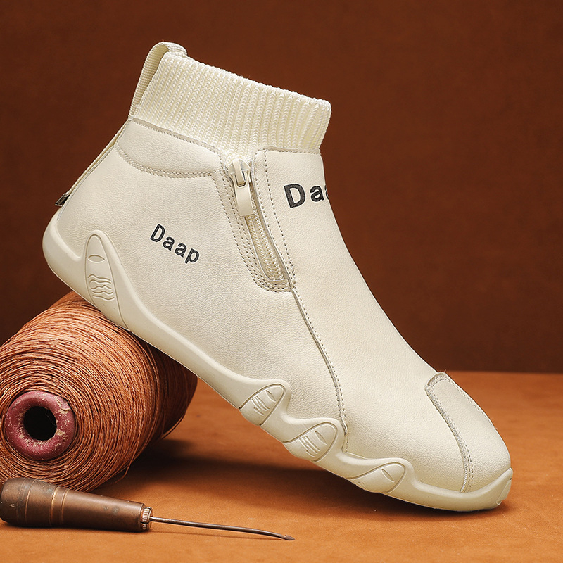 Vyriski aukštos kokybės žieminiai botai, PU viršus, PVC padai, atsparūs vandeniui, veliūrinė vidinė danga, aukštas batų galas, žiema 2025