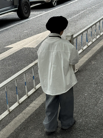 Dječja košulja s fleek podstavom, korejski stil, ovratnik s reverom, 95% pamuk, zima 2025