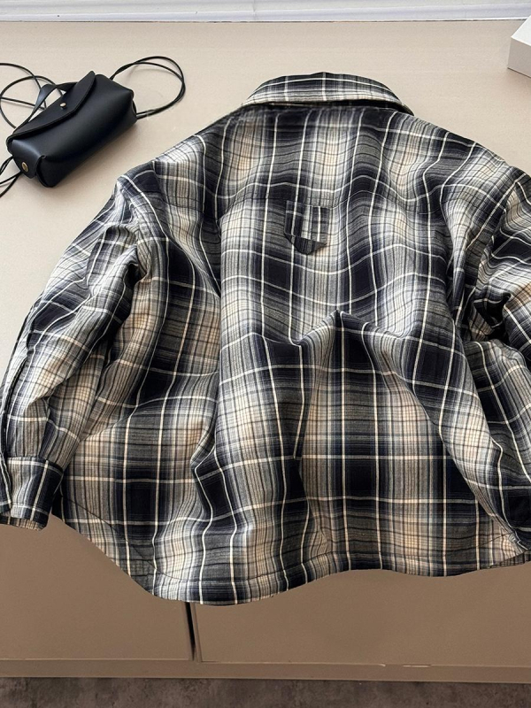 Laste ruuduline särk-jakk, 100% puuvill, harjatud kangas, krae, pikad varrukad