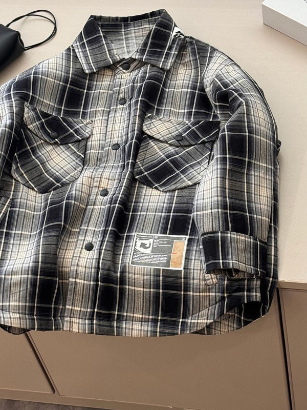 Laste ruuduline särk-jakk, 100% puuvill, harjatud kangas, krae, pikad varrukad