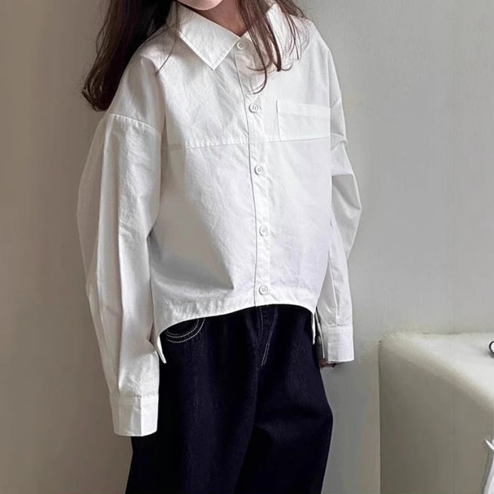 Laste pikkade varrukatega särk, korea stiilis, 100% puuvill, lapel-kaelus, kevad-sügishooa, 8+ aastastele lastele