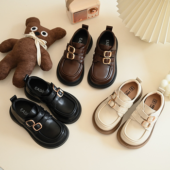 Meitenēm PU ādas loaferi, Velcro aizdare, Britu stila, 2025. gada pavasara izlaišana