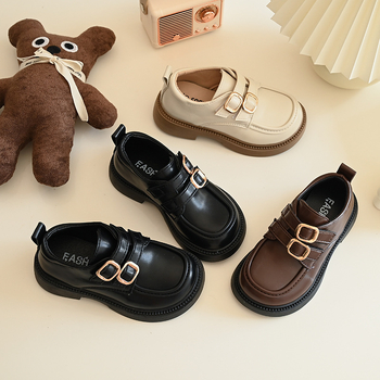 Meitenēm PU ādas loaferi, Velcro aizdare, Britu stila, 2025. gada pavasara izlaišana