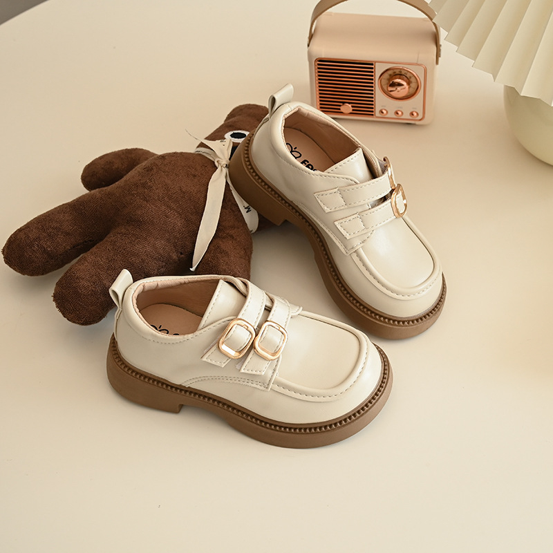 Meitenēm PU ādas loaferi, Velcro aizdare, Britu stila, 2025. gada pavasara izlaišana