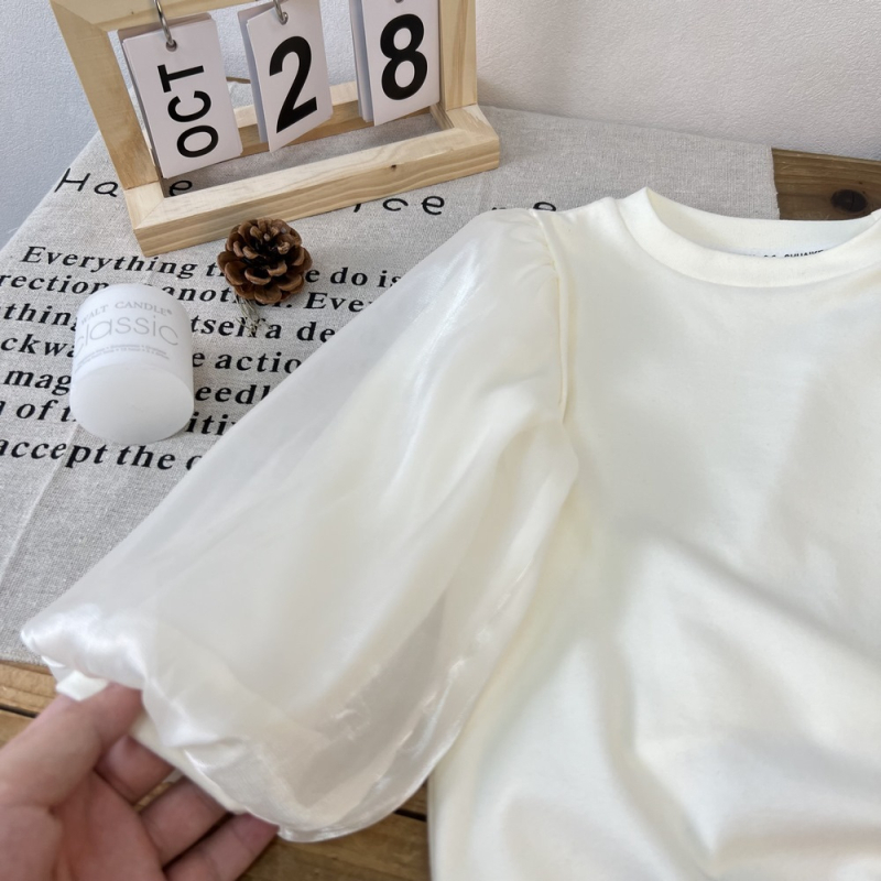 Laste pikkade varrukatega särk Korea stiilis ümmarguse kaelusega, 95% puuvill