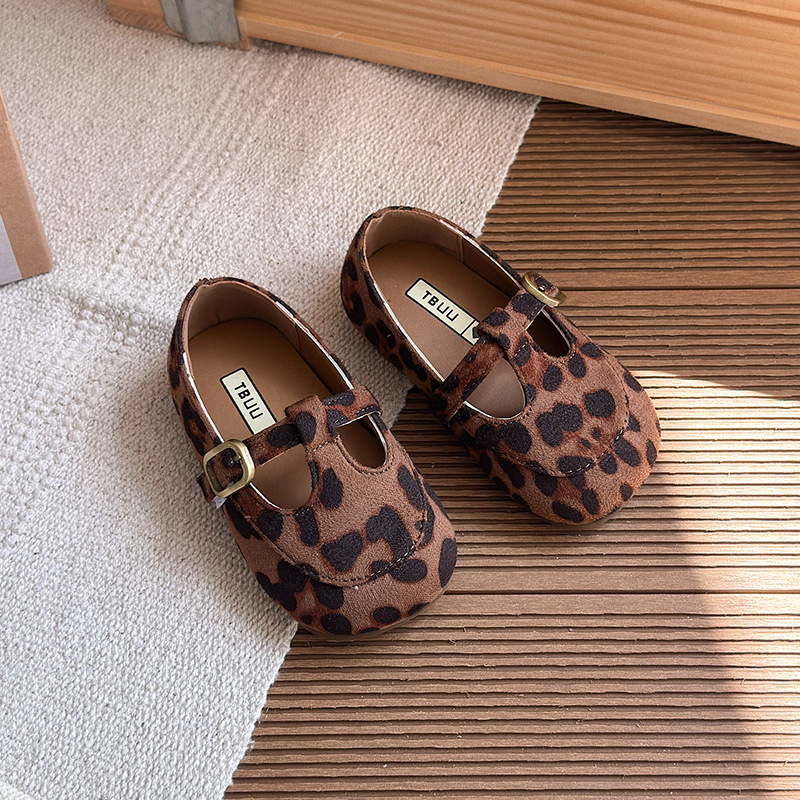 Meitenēm retro PU ādas apavi ar Velcro aizdari, zems augums, gumijas zole, vecuma grupa 4–6 gadi, pavasaris–rudens, korejiskais stils