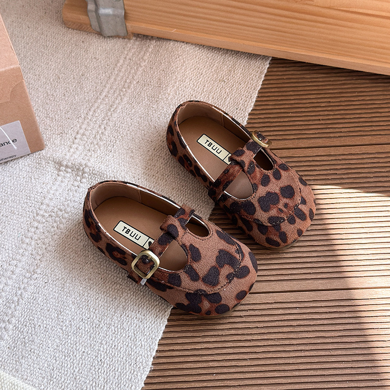 Meitenēm retro PU ādas apavi ar Velcro aizdari, zems augums, gumijas zole, vecuma grupa 4–6 gadi, pavasaris–rudens, korejiskais stils