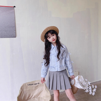 Cămașă pentru copii, stil coreean, guler rever, 100% bumbac, mânecă lungă