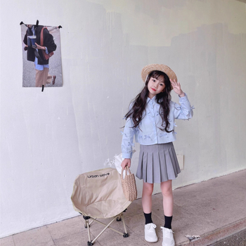 Cămașă pentru copii, stil coreean, guler rever, 100% bumbac, mânecă lungă