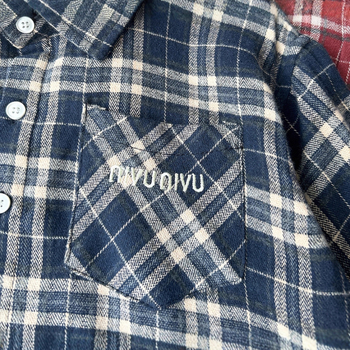 Dječja pamuk košulja, karirana, dugi rukav, turn-down ovratnik, casual stil za jesen