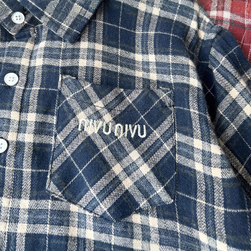 Dječja pamuk košulja, karirana, dugi rukav, turn-down ovratnik, casual stil za jesen