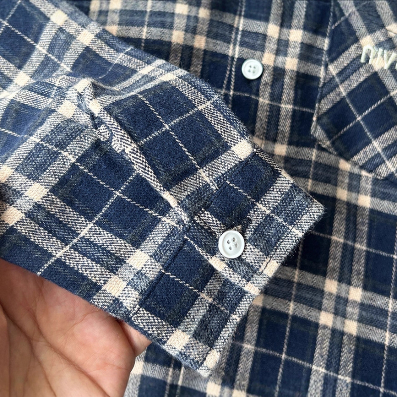 Dječja pamuk košulja, karirana, dugi rukav, turn-down ovratnik, casual stil za jesen