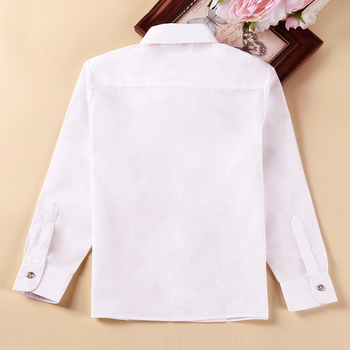Dječja košulja s reverom, poliester-pamučna tkanina, meka obrada, dugi rukavi, jednobojna