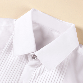 Dječja košulja s reverom, poliester-pamučna tkanina, meka obrada, dugi rukavi, jednobojna