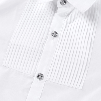 Dječja košulja s reverom, poliester-pamučna tkanina, meka obrada, dugi rukavi, jednobojna