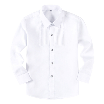 Dječja košulja s reverom, poliester-pamučna tkanina, meka obrada, dugi rukavi, jednobojna
