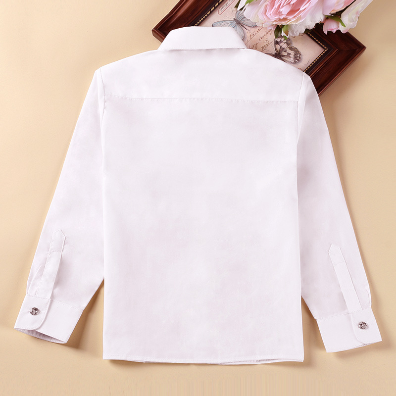 Dječja košulja s reverom, poliester-pamučna tkanina, meka obrada, dugi rukavi, jednobojna