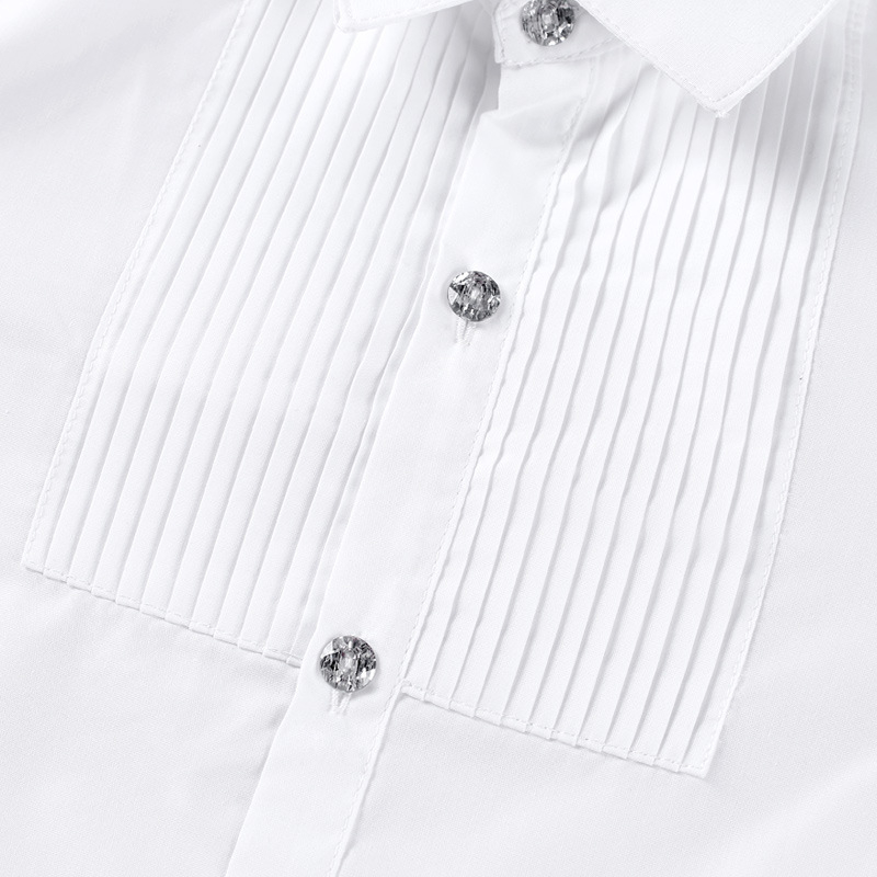 Dječja košulja s reverom, poliester-pamučna tkanina, meka obrada, dugi rukavi, jednobojna