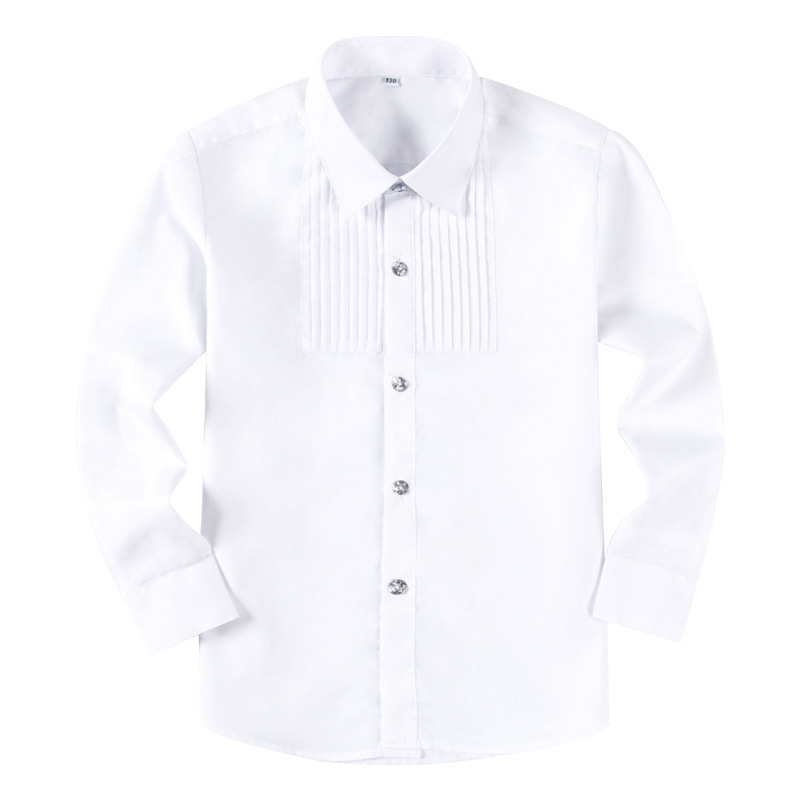 Dječja košulja s reverom, poliester-pamučna tkanina, meka obrada, dugi rukavi, jednobojna