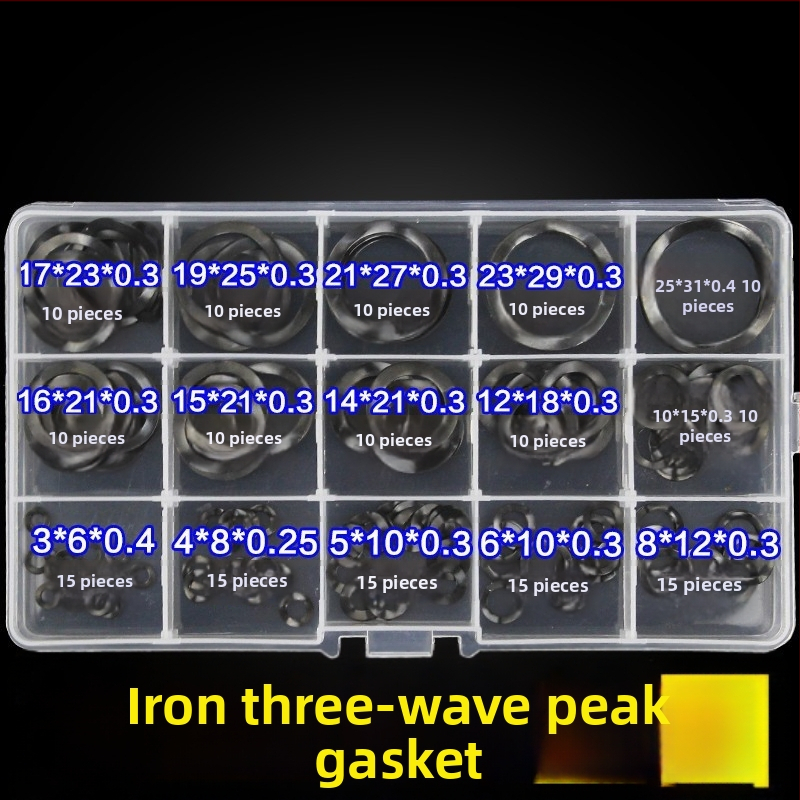 Aozhang Čierny súbor trojvlnenových podložiek, vlnovité podložky, pružinová oceľ, trieda 8